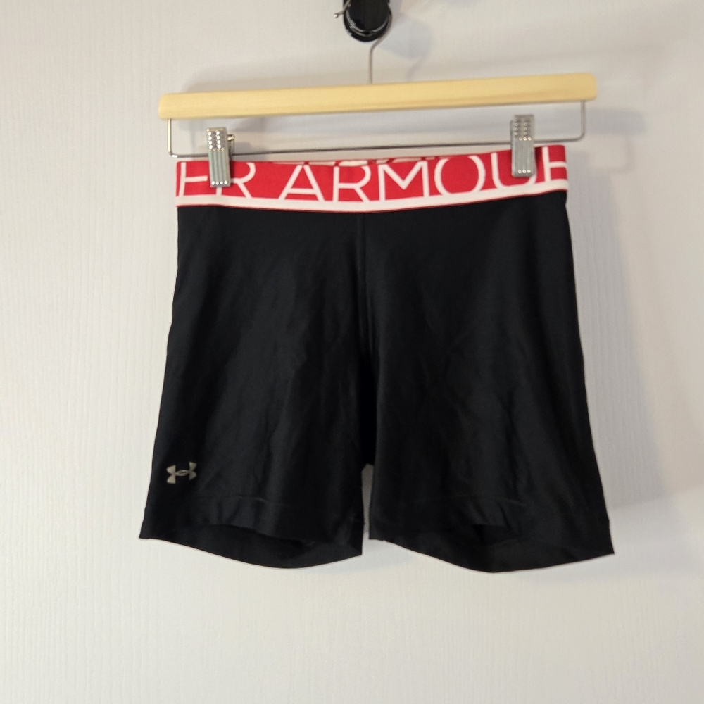 Under armour shorts with red waist band